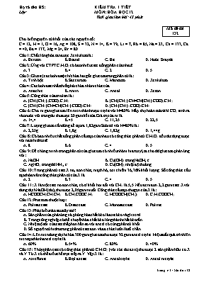 Kiểm tra 1 tiết môn Hóa học 12 - Mã đề thi 132